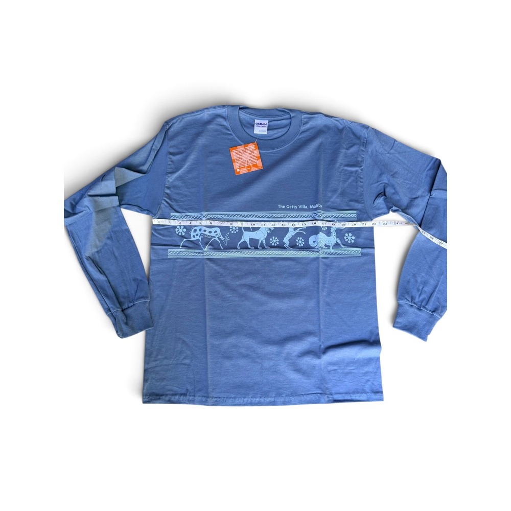 Getty Villa Museum Malibu CA Long Sleeve Shirt Indigo Blue L Greek Mythology